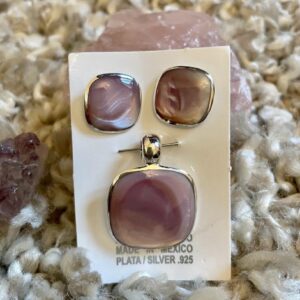 Orecchini e ciondolo in argento .925 e conchiglia abalone viola