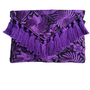 Pochette In Cotone Con Ricamo In Filo Di Seta