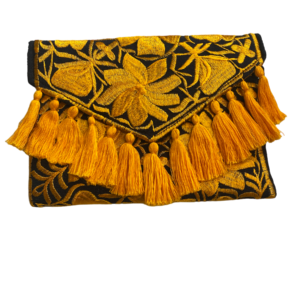 Pochette In Cotone Con Ricamo In Filo Di Seta