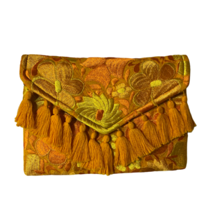 Pochette In Cotone Con Ricamo In Filo Di Seta