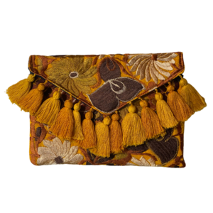 Pochette In Cotone Con Ricamo In Filo Di Seta