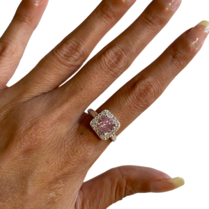 Anello quadrato in argento .925 e zirconi