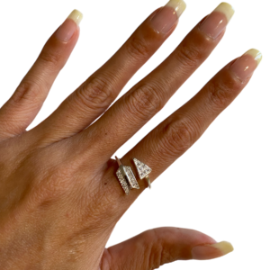 Anello regolabile freccia in argento .925 con zirconi