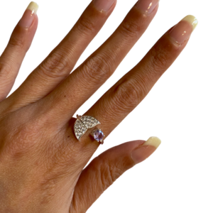 Anello regolabile coda di sirena in argento .925 e zircone viola