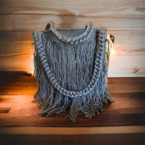 Borsa a frange in canapa naturale