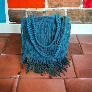 Borsa a frange in canapa naturale