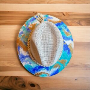 Cappello dipinto a mano cielo blu e oro