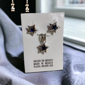 Orecchini e ciondolo stelle in zircone e argento