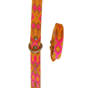 Collare in pelle e filo di canapa per cane con bracciale in abbinamento taglia S