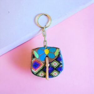 Portachiavi in pelle riciclata e canapa