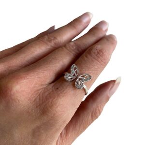 Anello regolabile farfalla in argento .925 e zirconi