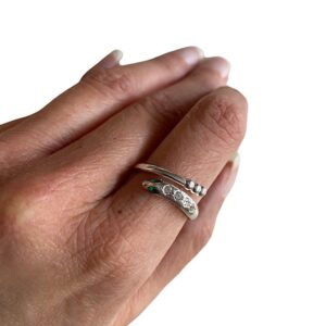 Anello regolabile serpente in argento .925 e zirconi