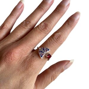 Anello regolabile coda di sirena in argento .925 e zirconi a colori