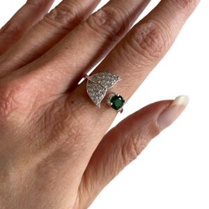 Anello regolabile coda di sirena in argento .925 e zircone verde