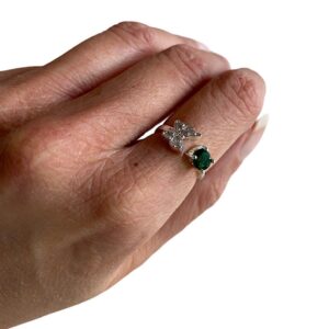 Anello regolabile farfalla in argento .925 e zircone verde