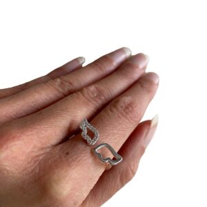 Anello regolabile ali in argento .925 e zirconi