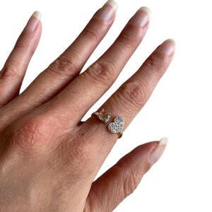 Anello regolabile cuore in argento .925 e zircone giallo