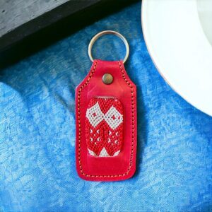 Portachiavi in pelle riciclata e canapa