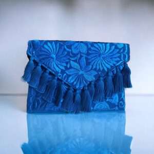 Pochette In Cotone Con Ricami In Filo Di Seta