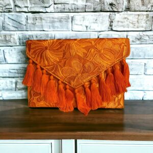 Pochette In Cotone Con Ricami In Filo Di Seta