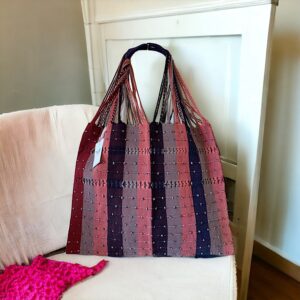 Tote bag righe fatta su telaio