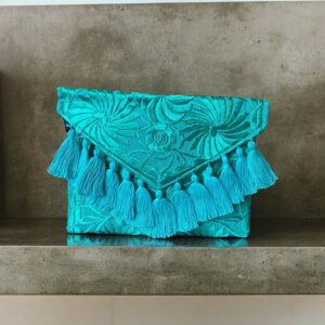 Pochette In Cotone Con Ricami In Filo Di Seta