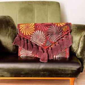 Pochette In Cotone Con Ricami In Filo Di Seta