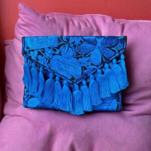 Pochette In Cotone Con Ricami In Filo Di Seta