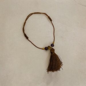 Bracciale in filo di seta con Ambra e ametista