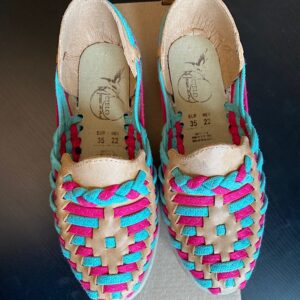 Scarpe in pelle e tessuto fatte a mano tg 35