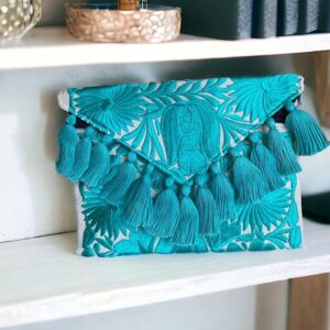 Pochette In Cotone Con Ricami In Filo Di Seta