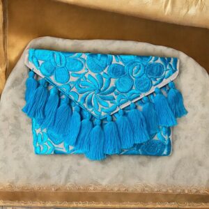 Pochette In Cotone Con Ricami In Filo Di Seta