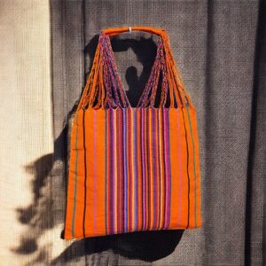 Tote bag righe fatta su telaio