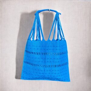 Tote bag righe e palline fatta su telaio
