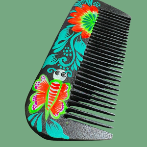 Pettine in legno dipinto a mano