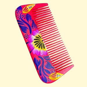 Pettine in legno dipinto a mano