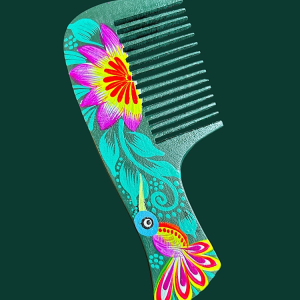 Pettine in legno dipinto a mano