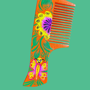 Pettine in legno dipinto a mano