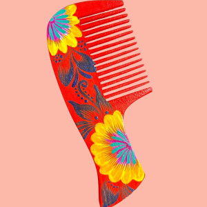 Pettine in legno dipinto a mano