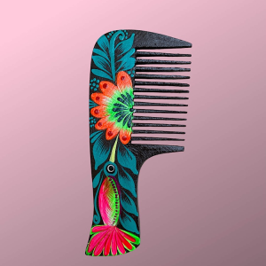 Pettine in legno dipinto a mano